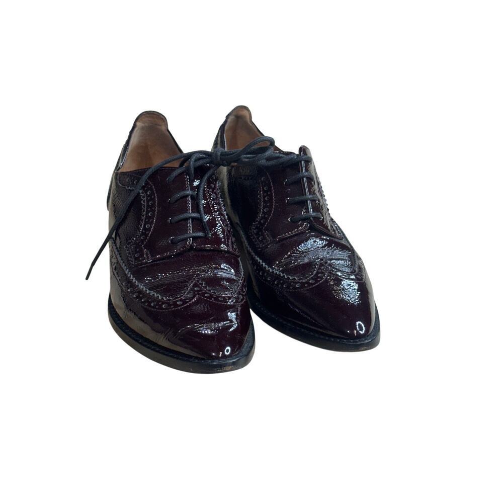 AQUATALIA Gwen Naplak Burgundy Patent Leather Wingtip Oxford size 6.5